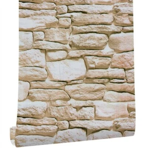 3D Yellow Soil Stone Wallpaper PVC Self Adhesive Waterproof For Fireplace x 6m - Picture 1 of 6