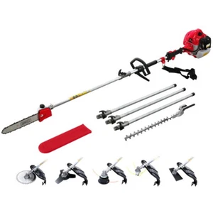 Giantz 62CC Pole Chainsaw Hedge Trimmer Brush Cutter Whipper 7-in-1 5.6m Red - Picture 1 of 8