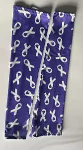 1 Pair Breast Cancer Awareness Sports Anti-Slip Arm Sleeve Compression Purple - Picture 1 of 4