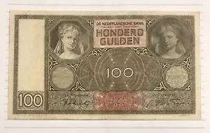 Netherlands 100 Gulden 1942 P-51c VF - Picture 1 of 2