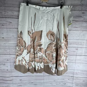 NWT Jones Wear Skirt Linen Blend Floral Woman’s Sz 14 Montego Casual Boho - Picture 1 of 8
