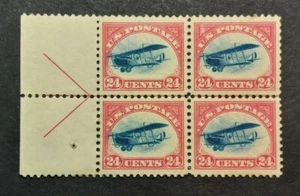 US Air Mail Stamp - Mint OGNH XF Scott # C3 Left Arrow Block of 4 FAST PLANE - Picture 1 of 3