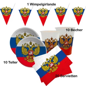 Spar-Set Länderparty 41tlg. Russland,Mottoparty weiß-blau-rot Teller,Becher usw. - Bild 1 von 1