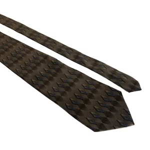 Arrow Silk Tie Geometric Brown Blue Mens Necktie Office Work Formal Dad Gift - Picture 1 of 7