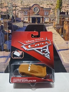 DISNEY PIXAR CARS 3 LIGHTNING MCQUEEN AS CHESTER WHIPPLEFILTER WITH MINI POSTER! - Picture 1 of 7