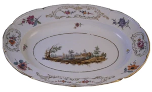 Antique 18tC Furstenberg Porcelain Scenic Oval Dish Porzellan Schale Plate Scene - Picture 1 of 13