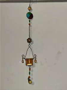 Vintage Metal Hanging Colorful Whimsical Jeweled Candle Holder - Picture 1 of 4