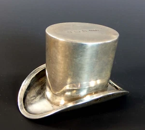 WUNDERSCHÖNES SELTENES STERLINGSILBER NEUHEIT NADELKISSEN als Zylinderhut - 1910 - Bild 1 von 5