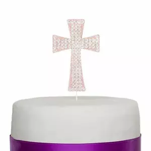 Cake Topper Croce, Prima Comunione, Battesimo Religioso (Oro Rosa) - Foto 1 di 5