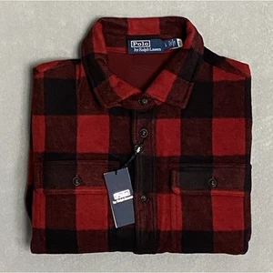 Polo Ralph Lauren Men's Large Classic Fit Red Plaid Knit Flannel Workshirt NEW - Picture 1 of 13
