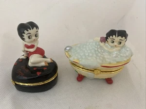Lotto di 2 scatole portagioie Betty Boop vintage da collezione - Foto 1 di 10