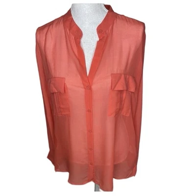 Camisa Erin Fetherston Seda Manga Larga Con Botones Coral Grande Nueva Con Etiquetas, L Foto 1 de 4