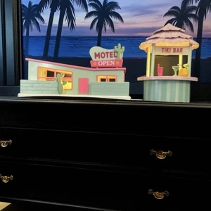 Target Bullseye Lighted Motel Hotel & Tiki Bar Pink & Teal Blue Beach Mini Decor - Picture 1 of 7