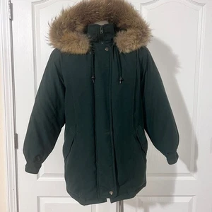 Parka pequeña con capucha Bromley Sport relleno de piel verde - talla XSP - Imagen 1 de 8