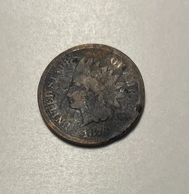 1876 US Indian Head Cent 1c Semi-Key Date Sharp Full Date - Image 1 of 2
