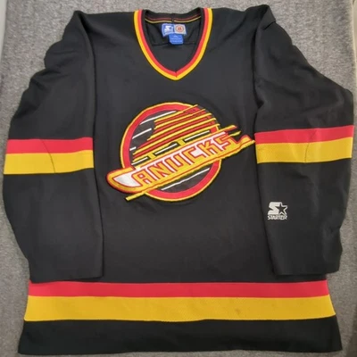 Camiseta deportiva vintage años 90 Vancouver Canucks Starter para hombre XXL negra bordada Foto 1 de 4