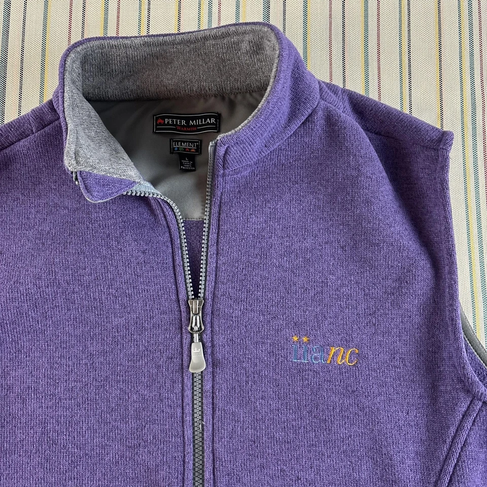 Peter Millar 背心男式大号紫色 Element4 Warmth 全拉链羊毛高尔夫 — 第 1/4 张图片