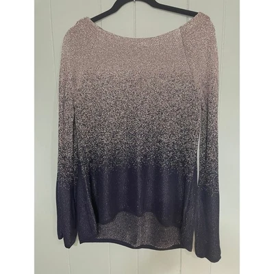 Top para mujer White House Black Market Ombre tejido metálico brillante manga larga M Foto 1 de 4