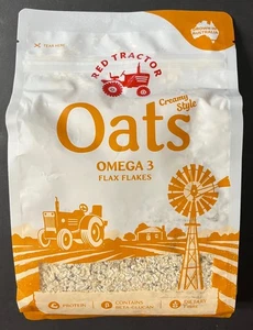 Red Tractor Australian Creamy Style Oats Omega 3 Flax Flakes BB May 2026 - Bild 1 von 3