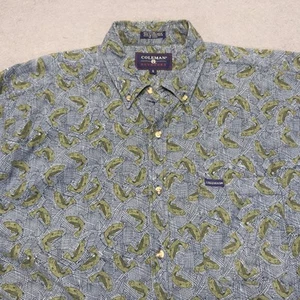 Coelman Shirt Adult Large Blue Green Short Sleeve Fishing Hiking Camping Mens - Picture 1 of 10