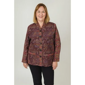 Giacca blazer Koret Paisley arazzo taglia PXL floreale nuova con etichetta nonna - Foto 1 di 9