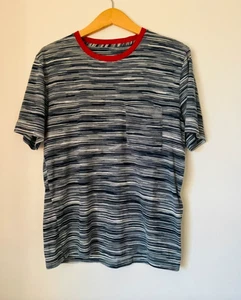 Missoni Men's Genuine Broken Stripe Print Navy Mix Crew Neck Tee T-Shirt Top S - Picture 1 of 8