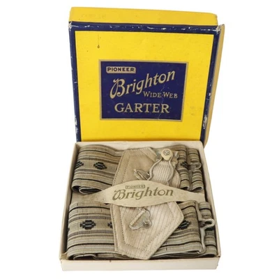 Antique Pioneer Brighton Wide Web Garters Silk Early 1900s 1904 Collectible READ - Image 1 of 4