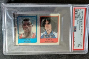 Panini Supersport Italian Foil 1986 #101 Carl Lewis Sara Simeoni PSA 7 NM Scarso - Foto 1 di 5