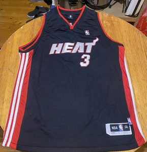 NBA Authentic Miami Heat 3 Wade Jersey Black/Red - Size 3XL - VGC - Picture 1 of 8