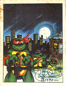 Teenage Mutant Ninja Turtles Signed Poster 1990 Peter Laird Autograph BECKETT - Picture 1 of 3