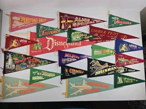 Vintage Felt Pennant Flags Bulk Lot x 19 Australia Towns Disneyland Mountains - Picture 1 of 12