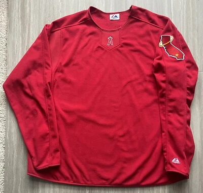 THROWBACK LOS ANGELES ANGELS MAJESTIC DUGOUT FLEECE PULLOVER W/SIDE PATCH SZ XXL - Image 1 of 4