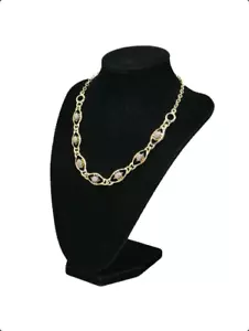 Rare Vendome Iridescent Cabochon Link Necklace 16.5" - Picture 1 of 7