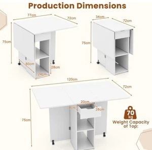 Klapptisch Esstisch Klappbar Küchentisch Holz 120x72x75 - Bild 1 von 4