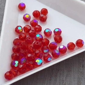 40pcs 4mm Faceted Red AB Glass Beads - Picture 1 of 1