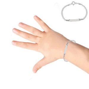 Pulsera de plata esterlina con cadena Gourmette identificación de bebé niños 6" - Imagen 1 de 7