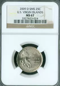 2009 D US VIRGIN ISLAND STATE QUARTER NGC MS67 SMS . - Picture 1 of 2