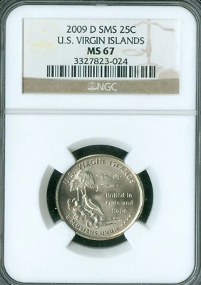 2009 D US VIRGIN ISLAND STATE QUARTER NGC MS67 SMS . - Image 1 of 2