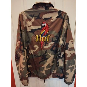 Huf Camo Windbreaker Jacket M Parrot Mens Embroidered Skateboarding Lined - Picture 1 of 9