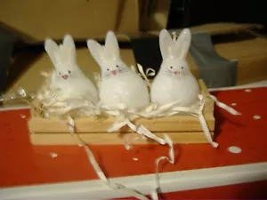 Unscented Easter Bunny Rabbit Candles In Wooden Display - Picture 1 of 2