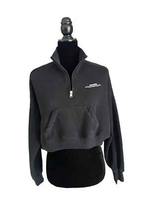 Hollister Quarter Zip Black Oversized Crop Sweatshirt Mock Neck Size XS - Image 1 of 4