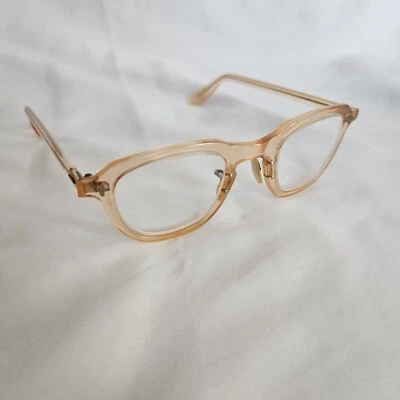 Vintage Bausch and Lomb Translucent Peach/Flesh Safety Glasses Frames 44[]24 - Image 1 of 4