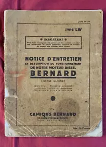 BERNARD LKW Typ LW Dieselmotor GARDNER / Wartungsanleitung - Bild 1 von 1