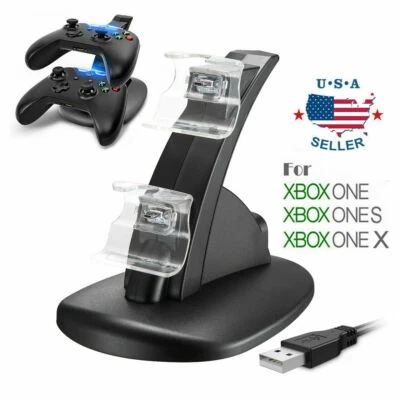 For Xbox One / One X / One S Controller Dual Charger Dock Station Charging Stand - Image 1 of 4