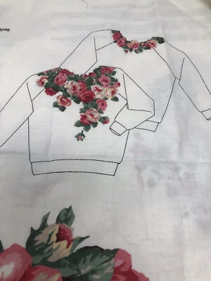 Vintage Cranston Fabric Rose Garland Panel Cotton Shabby Cottage Applique F39 - Image 1 of 4