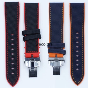 Silikon Kautschuk Nylon Armband Uhrenarmband Strap Faltschließe Schließe 20-24 mm - Bild 1 von 12