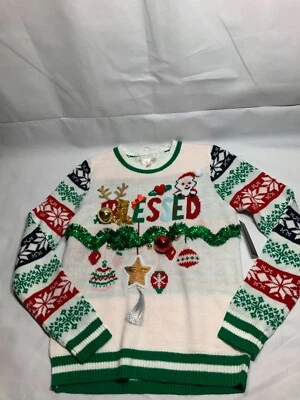 Suéter Feo Navidad Juniors Mujeres Benditos Adornos Guirnalda Estrella NN Foto 1 de 4