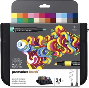 Winsor & Newton Pinselmarker - Student Designer - 24 Pinsel Marker Stift Geldbörse Set - Bild 1 von 2