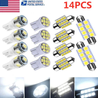 14x Combo LED Interior Coche Luces Interior Cúpula Mapa Puerta Matrícula Bombillas Blanco Foto 1 de 4