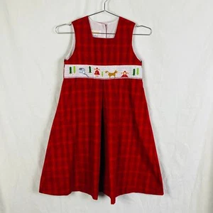 Anavini Smocked Dress Girls 6x Plaid Embroidered Cottagecore Prairie Retro Cute - Picture 1 of 5